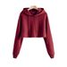 Women's Oversized Cropped Hoodie - Thick Y2K Streetwear Pullover With Drawstring Hood, Short Length For Fall & Winter Fashion_ecoleips.com