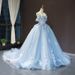 Women's Clothing Travel Photography Colored Yarn Spring New Bride Solo Puffy Skirt One Shoulder Trailing Wedding Dinner Princess Dress_ecoleips.com