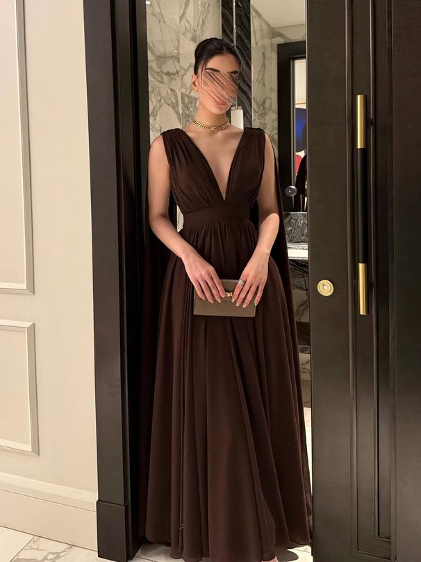 Women's Clothing Chiffon Pleated Backless Dress Autumn/Winter New Middle East Party Wear_ecoleips.com