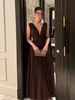 Women's Clothing Chiffon Pleated Backless Dress Autumn/Winter New Middle East Party Wear_ecoleips.com