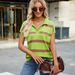 Women's Clothing Lapel Casual Striped Sweater Vest Waistcoat Sweater_ecoleips.com