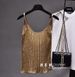BINGBING Sequin Striped Knit Sheer Camisole – Glamorous & Sexy Sleeveless Top (Khaki Gold) | Trendy & Eye-Catching_ecoleips.com