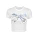 AC041 Summer 2024 New Round Neck Age-Reducing Bowknot Print Slimming Regular Shoulder Short Sleeve T-Shirt Casual Top_ecoleips.com
