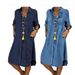 Women's Clothing Women's Plus Size Denim Dress Solid Color Casual Dress Floral Print Pleated Short Sleeve Dress For Formal & Casual For Women_ecoleips.com