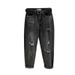 Korean Style plus Size Ripped Cropped Jeans Loose Fit Slimming Straight Leg Carrot Harem Trendy Women's Denim_ecoleips.com