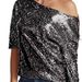 New Style Deep V Neck One Shoulder Short Sleeve Loose Casual Sequined Shirt Dress Women's Summer Clothing_ecoleips.com