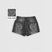 Women's Cross Wings Embroidery Denim Shorts with Rhinestones Black And Gray Washed Jeans Factory Direct Wholesale Bottoms_ecoleips.com