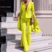 Elegant Women's Spring Blazer & Flared Pants Set – High Waist, Flowy Hem, Chic Office & Casual Outfit_ecoleips.com