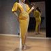 Women's Clothing spring and summer women's wedding dress with big swing sexy gold sprinkled dress trailing banquet evening dress_ecoleips.com