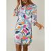 Elegant Fashion Print Lapel Single Breasted Cardigan Dress Women Casual Party Office Dress Ladies Elegant Daily Wear Dress_ecoleips.com