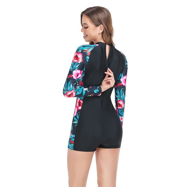 Women's Clothing Swimsuit - Full Coverage With Back Zipper | UPF 50+ Modest Swimwear For Beach & Pool (Black/Blue, S-XL) | Quick Dry Fabric_ecoleips.com