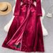 Women's Long Trench Coat With Notched Lapel, Velvet Overcoat, Loose Fit, Knee-Length Elegant Coat For Autumn & Winter_ecoleips.com