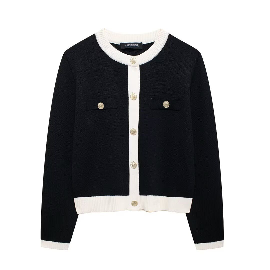 Women's Classic Gold-Button Knit Cardigan - Stylish Polyester Open Front Sweater For Fall & Winter_ecoleips.com