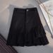 White Denim High-Waisted Mini Skirt for Women Spring/Summer New Style Irregular Ruffle A-Line Anti-Exposure_ecoleips.com