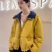 girl High-End European College Style Hooded Color-Block Jacket Autumn Winter Petite Loose Warm Coat Yellow Thickened Cotton_ecoleips.com