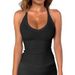 2026 European And American Cross-border Women's Ribbed Tank Top, Summer Basic Style, Sexy Slim-fit Camisole With V-neck_ecoleips.com