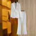Women's High Quality Heavy-duty Mid-length Suit Jacket Wide-leg Trousers Fashionable Trousers Rhinestones INS Hot Two-piece Suit_ecoleips.com