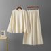 Korean Style Women's Sweater Set Loose Comfortable Knitwear Casual Wide Leg Pants Fashionable Two Piece Autumn Winter Outfit_ecoleips.com