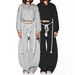 Women's Clothing Women's Casual Loose Two Piece Set Style Rope Tie Up Hooded Top Wide Leg Trousers For Formal & Casual_ecoleips.com