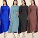 Verve Arabic Muslim Women's Two-Piece Vest Dress Cardigan Robe Ribbed Set_ecoleips.com
