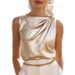 2025 New European And American Elegant Commuting High-End Sleeveless Shirt Slimming Top Hong Kong Style Blouse For Women_ecoleips.com
