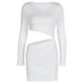 Women's Slim Fit Cropped Body Dress Sexy Hollowed out round Neck European American Style Fashion for Autumn Winter_ecoleips.com