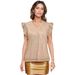 Summer Short-Sleeved Sequined T-Shirt For Women Sexy V-Neck Ruffled Sleeve American Style Fashion_ecoleips.com