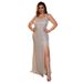 Women's Clothing Plus Size Women's Clothing New Solid Color Sling Temperament Elegant Fashion Sequin Long Banquet Dress_ecoleips.com