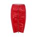 Glossy Mirror PU Leather High Waist Bodycon With Zipper And Slit, Stretch Slim Fit Skirt_ecoleips.com