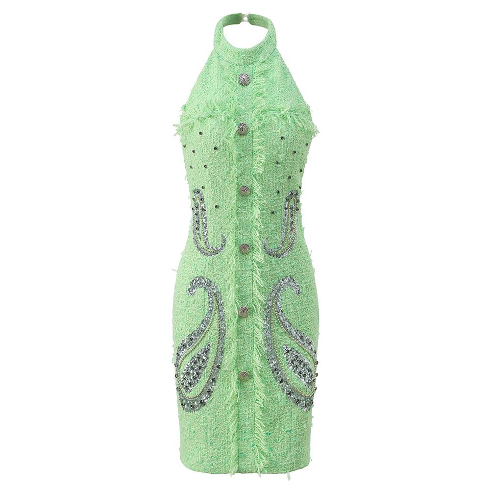 Women's Clothing Autumn And Winter Heavy Duty Dress Halter Neck Backless Small Sexy Dress Short Skirt_ecoleips.com