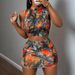 New Branch Print Fashion Short Skirt Two-Piece Set Women's Clothing_ecoleips.com