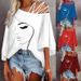Women's Clothing Women's Casual Printed T-Shirt Spring/Summer Asymmetrical Neck Patchwork Loose Fit Style Top_ecoleips.com