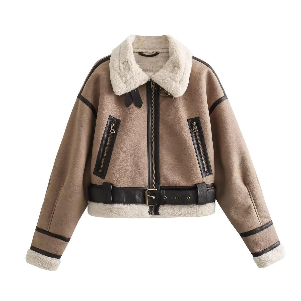 women's leather jacket vintage distred print vneck zipup streetwear coat black brown y green_ecoleips.com