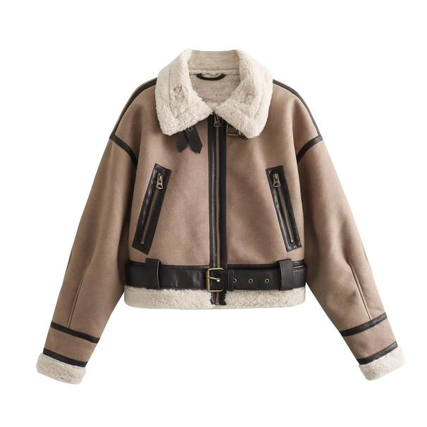 women's leather jacket vintage distred print vneck zipup streetwear coat black brown y green_ecoleips.com