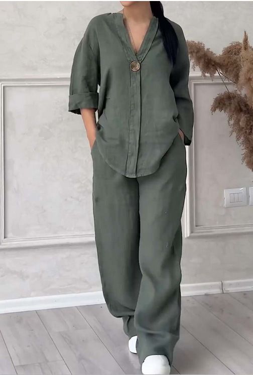 Women's Clothing Fashion Solid Color Cotton And Linen Casual Suit Pants_ecoleips.com