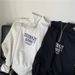 Korean Style Women's Embroidery Pullover Sweatshirt Stand Up Collar Half Zipper Spring Autumn Simple Temperament Fashion_ecoleips.com