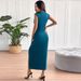 AD177 European And American Cross-border Foreign Trade New Sexy V-neck Fashion Waist-cinching Slit Pleated_ecoleips.com