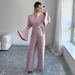 Women's Elegant Temperament Solid Color Jumpsuit Long Sleeved Flared Sleeve Wide Leg Spring Autumn American Style_ecoleips.com