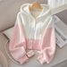 Women's Clothing Women's Style Patchwork Hooded Knit Sweater Pink Relaxed Fit High End Knitted Top Long Sleeve For Formal & Casual_ecoleips.com