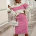 Elegant Women's Knit Sweater & Skirt Set, Loose Fit Long Sleeve Pullover With Stretchy Midi Skirt, Black Casual Two-Piece Outfit_ecoleips.com