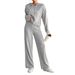 Women's Clothing Casual Loose Trousers Long Sleeved Hooded Sweater Two Piece Set_ecoleips.com