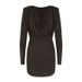 AC481 New V-neck Sexy Fashionable Long Sleeve Solid Color High Waist Pleated Bodycon Dress_ecoleips.com