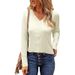 Aria Basics Aria Basics European American Foreign Rade Auumn And Winer New Women's Lace Rim Long-sleeve V-neck Loose Kni_ecoleips.com