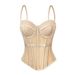 Aria Basics Aria Basics European And American Style Solid Color Fashion Bra Waist Slimming Mesh Camisole With Chest Pads For Outerwear Fishbone_ecoleips.com