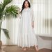 Middle Eastern Cross-border Plus-size Long-sleeve Textured Solid Color Puff-sleeve Collared Arabic Islamic Casual Dress_ecoleips.com