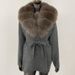 fur collar cape ladies large size knitted cardigan loose coat artificial fur fashionable and w shawl cape_ecoleips.com