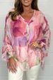 Women's Clothing Summer Floral Gradient Print Chiffon Shirt_ecoleips.com