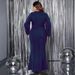 Women's Clothing Plus Size Clothes Elegant V-Neck Fishtail Evening Dress For Women - Plus Size Long Sleeve Slimming Banquet Gown_ecoleips.com