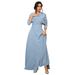 Elegant Muslim Abaya Dress With Beaded Neckline & Long Sleeves - Modest Islamic Clothing For Women (Blue/Burgundy, S-XXL)_ecoleips.com