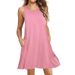 Women's Summer Casual Swing T-Shirt Dresses Beach Cover Up With Pockets Plus Size Loose T-shirt Dress_ecoleips.com